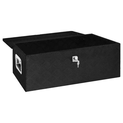 SKRZYNKA DO PRZECHOWYWANIA CZARNA 80X39X30CM ALUMINIUM