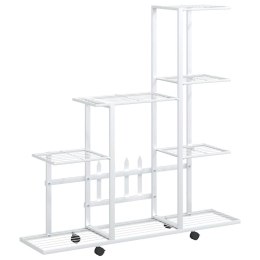 STOJAK NA KWIATY NA KÓŁKACH 94,5X25X92,5CM BIAŁY METALOWY