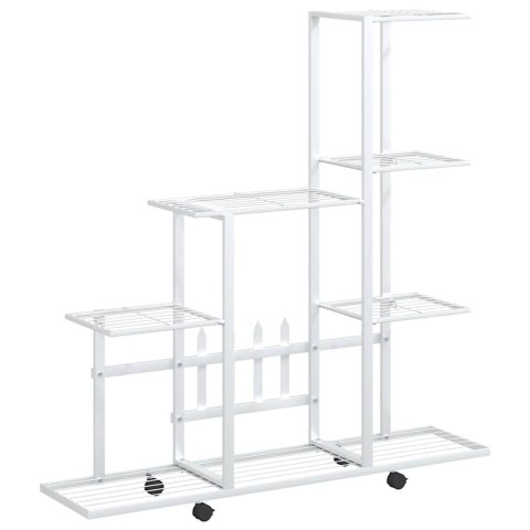 STOJAK NA KWIATY NA KÓŁKACH 94,5X25X92,5CM BIAŁY METALOWY