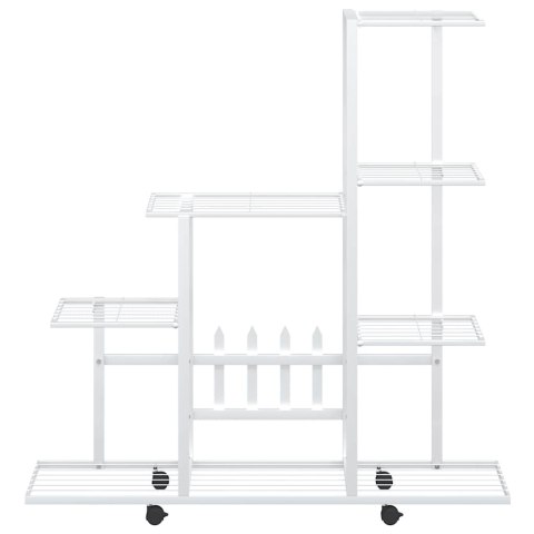 STOJAK NA KWIATY NA KÓŁKACH 94,5X25X92,5CM BIAŁY METALOWY