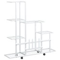 STOJAK NA KWIATY NA KÓŁKACH 94,5X25X92,5CM BIAŁY METALOWY
