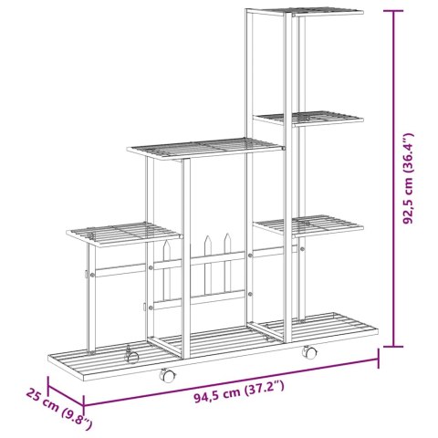 STOJAK NA KWIATY NA KÓŁKACH 94,5X25X92,5CM BIAŁY METALOWY