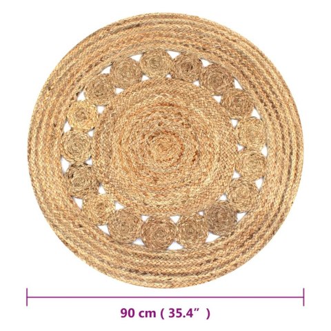 DYWAN PLECIONY Z JUTY 90CM OKRĄGŁY