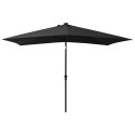 PARASOL OGRODOWY Z LED I STALOWYM SŁUPKIEM CZARNY 2X3 M
