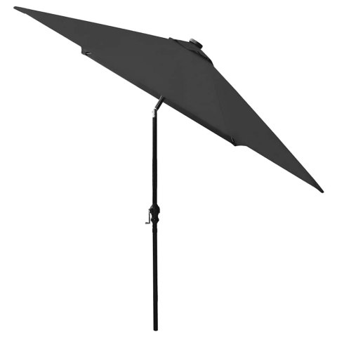 PARASOL OGRODOWY Z LED I STALOWYM SŁUPKIEM CZARNY 2X3 M