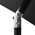 PARASOL OGRODOWY Z LED I STALOWYM SŁUPKIEM CZARNY 2X3 M