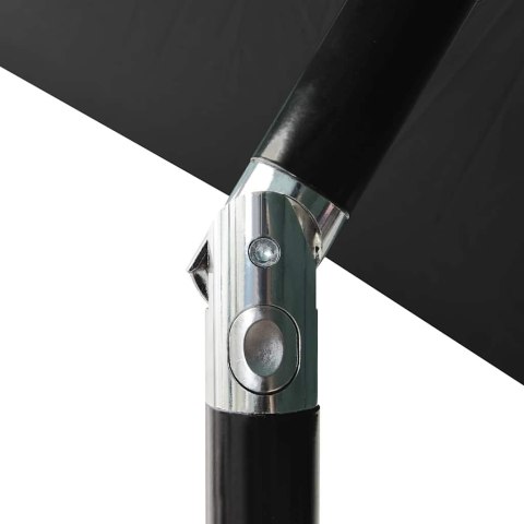 PARASOL OGRODOWY Z LED I STALOWYM SŁUPKIEM CZARNY 2X3 M