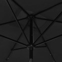 PARASOL OGRODOWY Z LED I STALOWYM SŁUPKIEM CZARNY 2X3 M