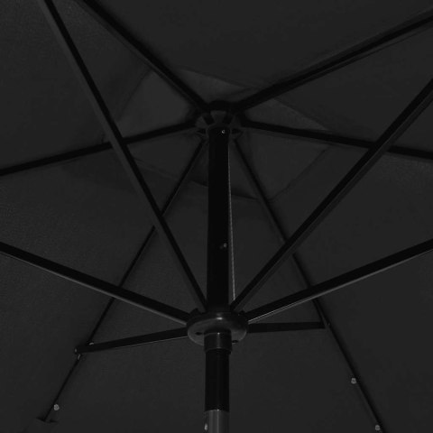 PARASOL OGRODOWY Z LED I STALOWYM SŁUPKIEM CZARNY 2X3 M