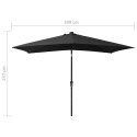 PARASOL OGRODOWY Z LED I STALOWYM SŁUPKIEM CZARNY 2X3 M