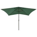 PARASOL OGRODOWY Z LED I STALOWYM SŁUPKIEM ZIELONY 2X3 M