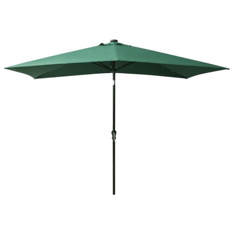 PARASOL OGRODOWY Z LED I STALOWYM SŁUPKIEM ZIELONY 2X3 M