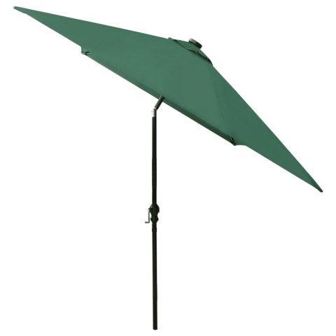 PARASOL OGRODOWY Z LED I STALOWYM SŁUPKIEM ZIELONY 2X3 M