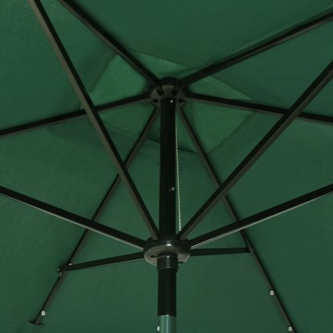PARASOL OGRODOWY Z LED I STALOWYM SŁUPKIEM ZIELONY 2X3 M