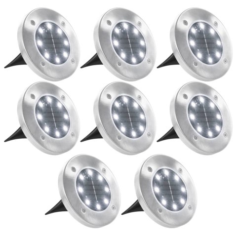 SOLARNE LAMPY GRUNTOWE 8 SZT. BIAŁE LED