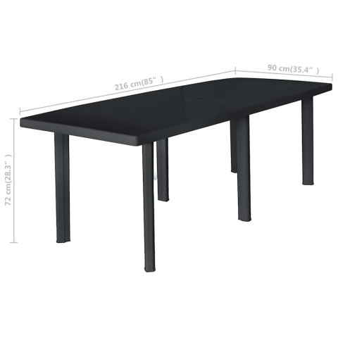 STÓŁ OGRODOWY ANTRACYTOWY PLASTIK 216X90X72CM