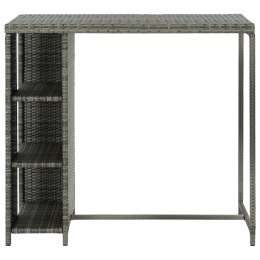STOLIK BAROWY Z PÓŁKĄ SZARY 120X60X110CM POLIRATTAN