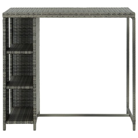STOLIK BAROWY Z PÓŁKĄ SZARY 120X60X110CM POLIRATTAN