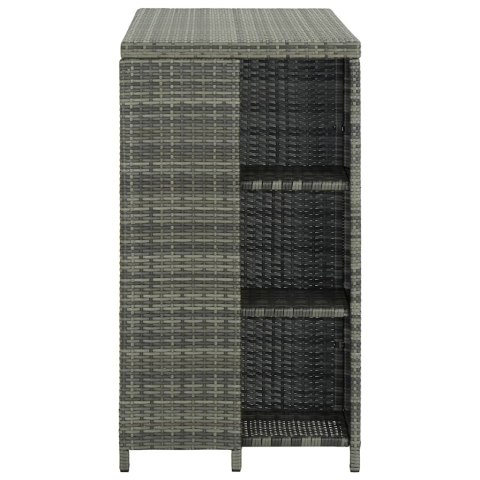 STOLIK BAROWY Z PÓŁKĄ SZARY 120X60X110CM POLIRATTAN