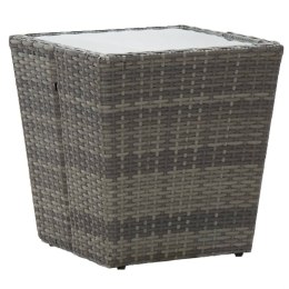 STOLIK HERBACIANY SZARY 41,5X41,5X43CM RATTAN PE I SZKŁO