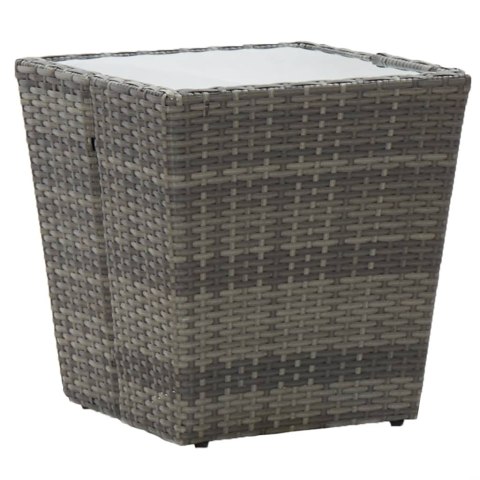STOLIK HERBACIANY SZARY 41,5X41,5X43CM RATTAN PE I SZKŁO