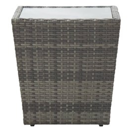 STOLIK HERBACIANY SZARY 41,5X41,5X43CM RATTAN PE I SZKŁO