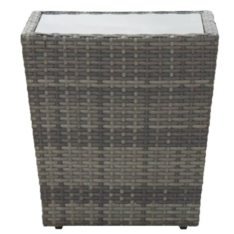 STOLIK HERBACIANY SZARY 41,5X41,5X43CM RATTAN PE I SZKŁO