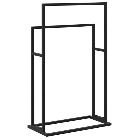 WOLNOSTOJĄCY WIESZAK NA RĘCZNIK CZARNY 48X24X78,5CM ŻELAZNY