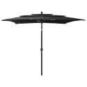 3-POZIOMOWY PARASOL NA ALUMINIOWYM SŁUPKU CZARNY 2,5X2,5M