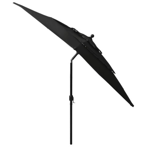 3-POZIOMOWY PARASOL NA ALUMINIOWYM SŁUPKU CZARNY 2,5X2,5M