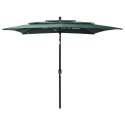 3-POZIOMOWY PARASOL NA ALUMINIOWYM SŁUPKU ZIELONY 2,5X2,5M