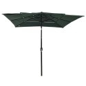 3-POZIOMOWY PARASOL NA ALUMINIOWYM SŁUPKU ZIELONY 2,5X2,5M
