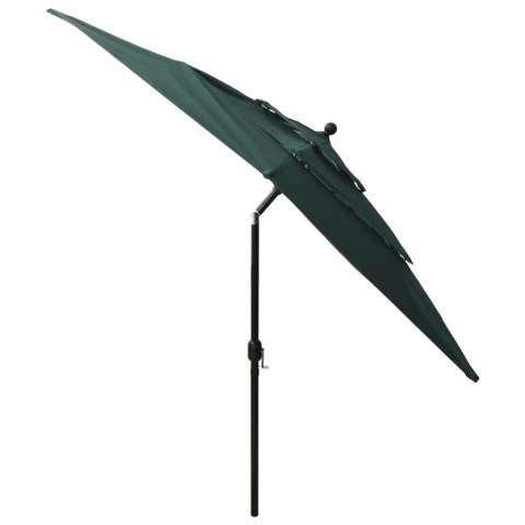 3-POZIOMOWY PARASOL NA ALUMINIOWYM SŁUPKU ZIELONY 2,5X2,5M