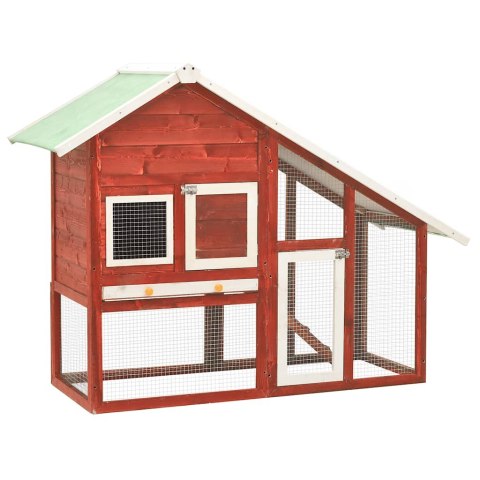 DOMEK DLA KRÓLIKA CZERWONO-BIAŁY 140X63X120CM DREWNO JODŁOWE
