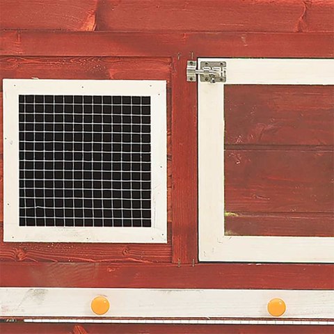 DOMEK DLA KRÓLIKA CZERWONO-BIAŁY 140X63X120CM DREWNO JODŁOWE