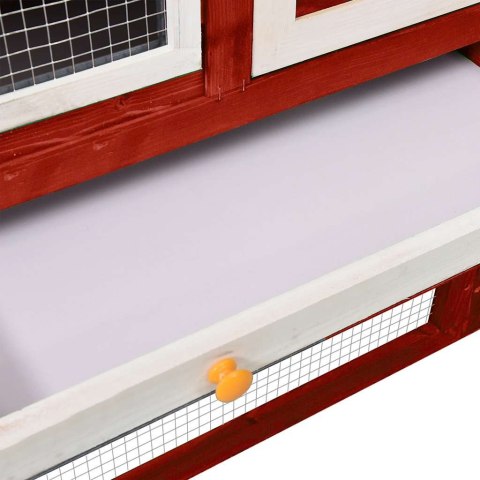 DOMEK DLA KRÓLIKA CZERWONO-BIAŁY 140X63X120CM DREWNO JODŁOWE