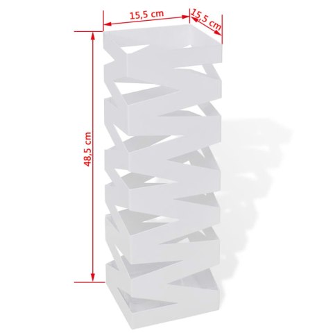 KWADRATOWY STOJAK NA PARASOLE I LASKI BIAŁY STALOWY 48,5CM