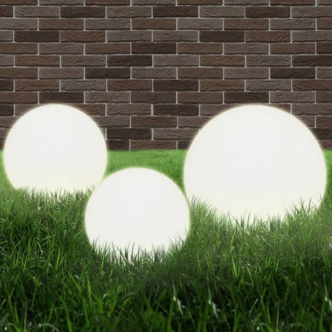 ZESTAW 3 LAMP OGRODOWYCH KULE LED 20/30/40CM IP44 OŚWIETLENIE DEKORACYJNE