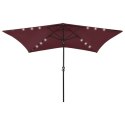 PARASOL OGRODOWY Z LED I STALOWYM SŁUPKIEM BORDOWY 2X3 M