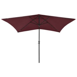 PARASOL OGRODOWY Z LED I STALOWYM SŁUPKIEM BORDOWY 2X3 M