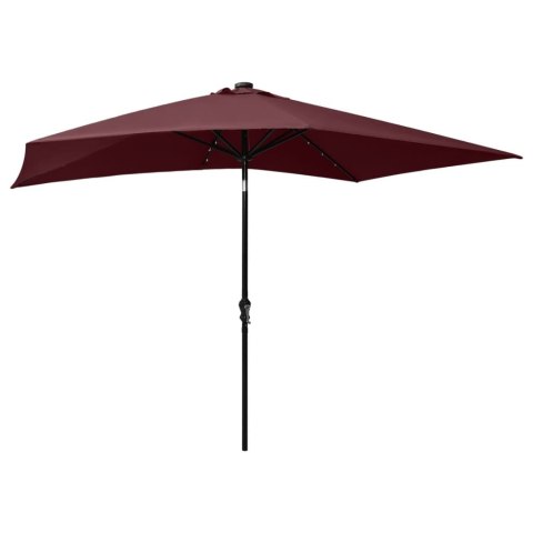 PARASOL OGRODOWY Z LED I STALOWYM SŁUPKIEM BORDOWY 2X3 M