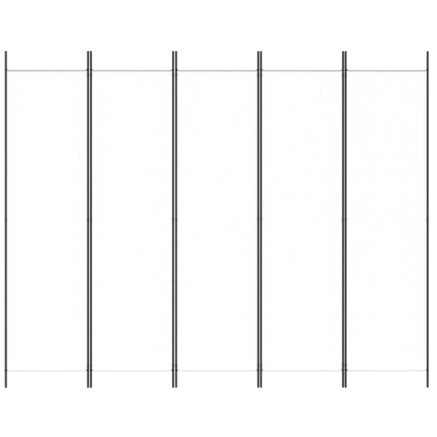 PARAWAN 5-PANELOWY BIAŁY 250X200CM TKANINA