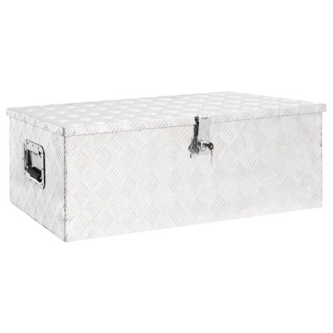 SKRZYNKA DO PRZECHOWYWANIA SREBRNA 90X47X33,5CM ALUMINIUM