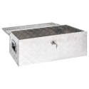 SKRZYNKA DO PRZECHOWYWANIA SREBRNA 90X47X33,5CM ALUMINIUM
