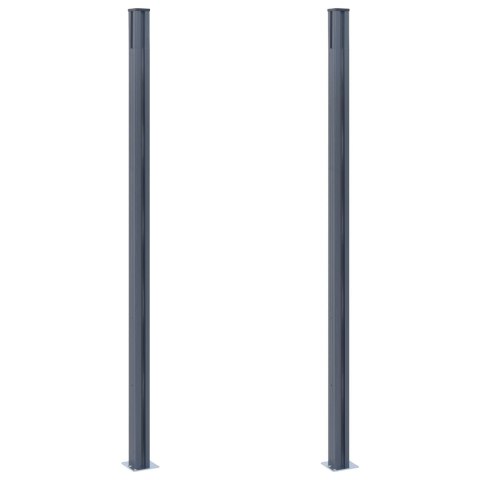 SŁUPKI OGRODZENIOWE 2 SZT. CIEMNOSZARE 185CM ALUMINIUM
