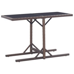 STÓŁ OGRODOWY BRĄZOWY 110X53X72CM SZKŁO I POLIRATTAN