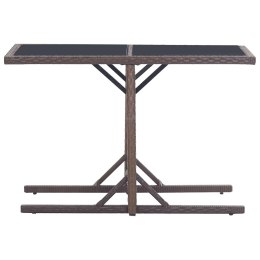 STÓŁ OGRODOWY BRĄZOWY 110X53X72CM SZKŁO I POLIRATTAN