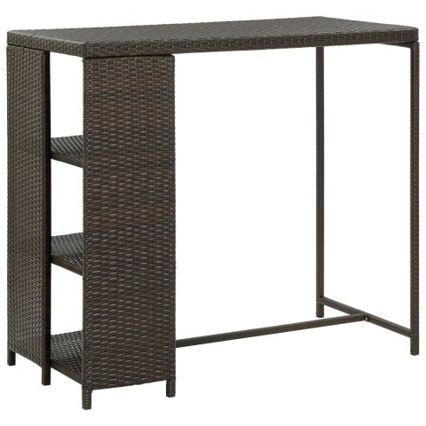 STOLIK BAROWY Z PÓŁKĄ BRĄZOWY 120X60X110CM POLIRATTAN