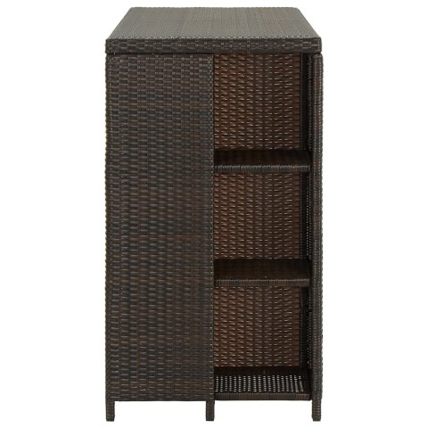 STOLIK BAROWY Z PÓŁKĄ BRĄZOWY 120X60X110CM POLIRATTAN