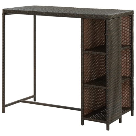 STOLIK BAROWY Z PÓŁKĄ BRĄZOWY 120X60X110CM POLIRATTAN